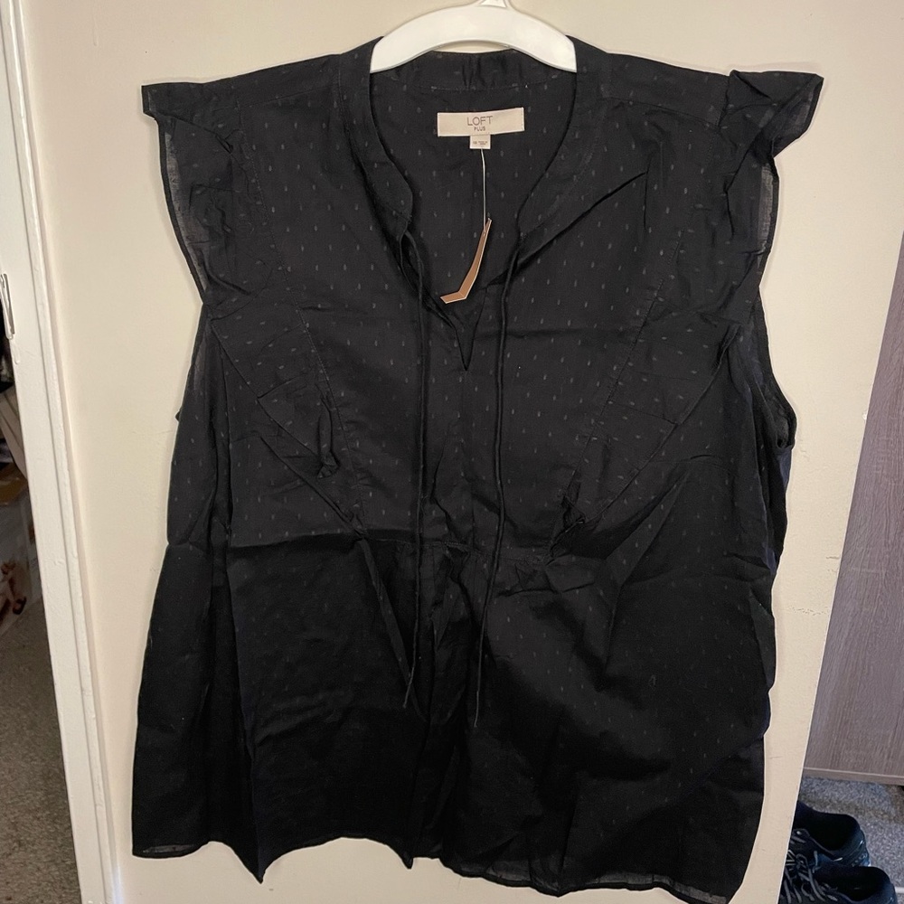 SALE! Loft Plus Black Ruffled Blouse (size 18)